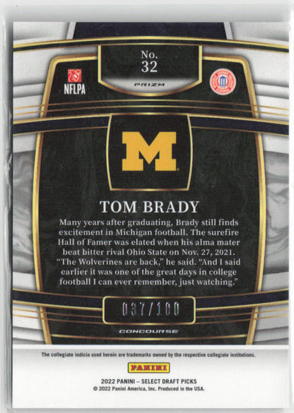 2022 Select Draft Picks Tom Brady Black Gold Checker #87/100 #32