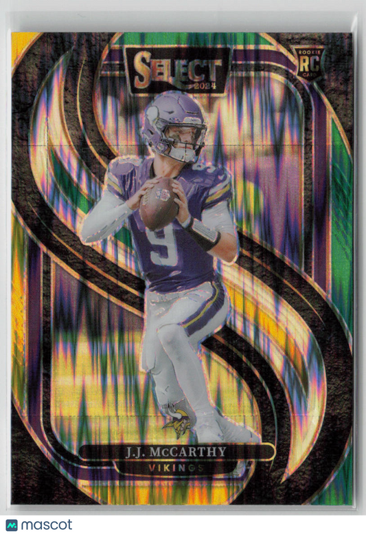 2025 Panini Select Prizm J.J. McCarthy RC Premier Level Green Yellow Flash #134