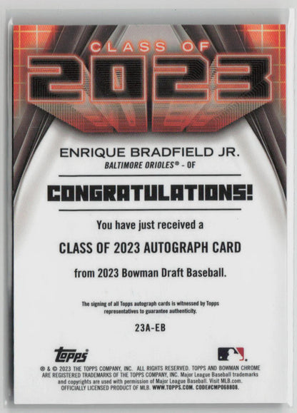 2023 Bowman Draft Enrique Bradfield Jr. Class of 2023 Auto #23A-EB