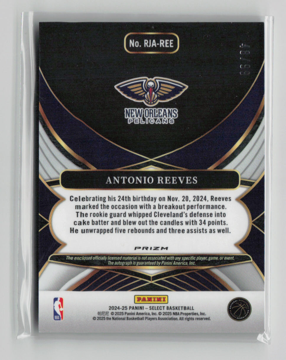 2024-25 Panini Select Antonio Reeves Rookie Patch Auto Red Wave 66/87 #RJA-REE