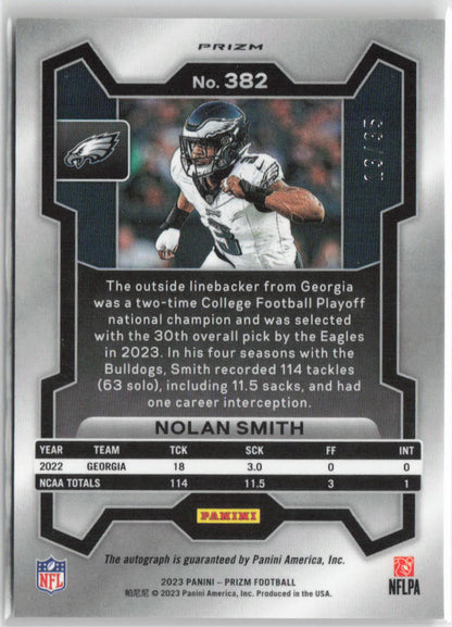 2023 Panini Prizm Nolan Smith Rookie RC Auto 13/35 Red Shimmer #382