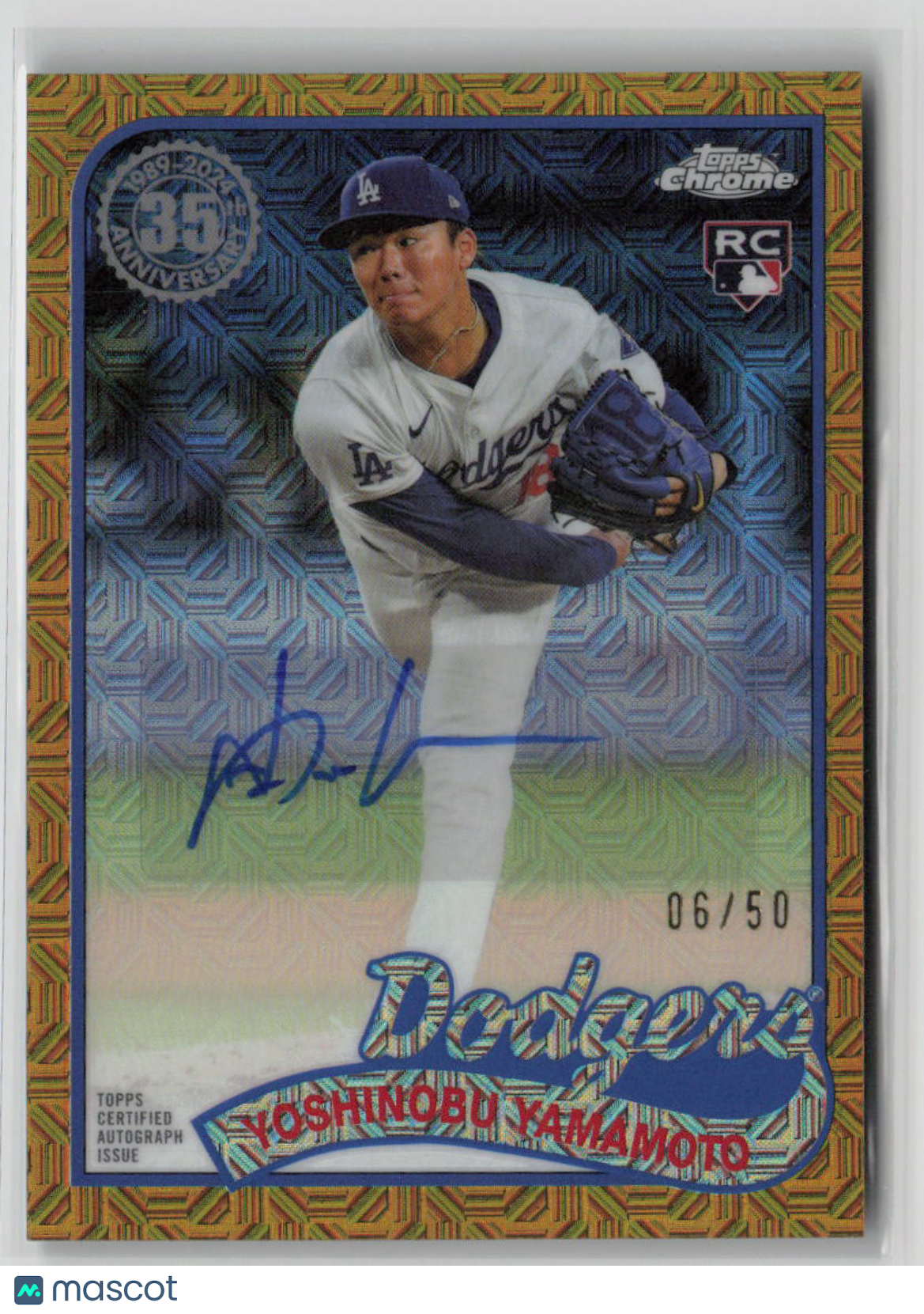 2024 Topps Chrome Yoshinobu Yamamoto 35th Anniversary Gold Auto 06/50 #T89CU-YY