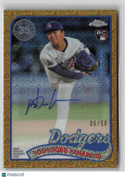 2024 Topps Chrome Yoshinobu Yamamoto 35th Anniversary Gold Auto 06/50 #T89CU-YY