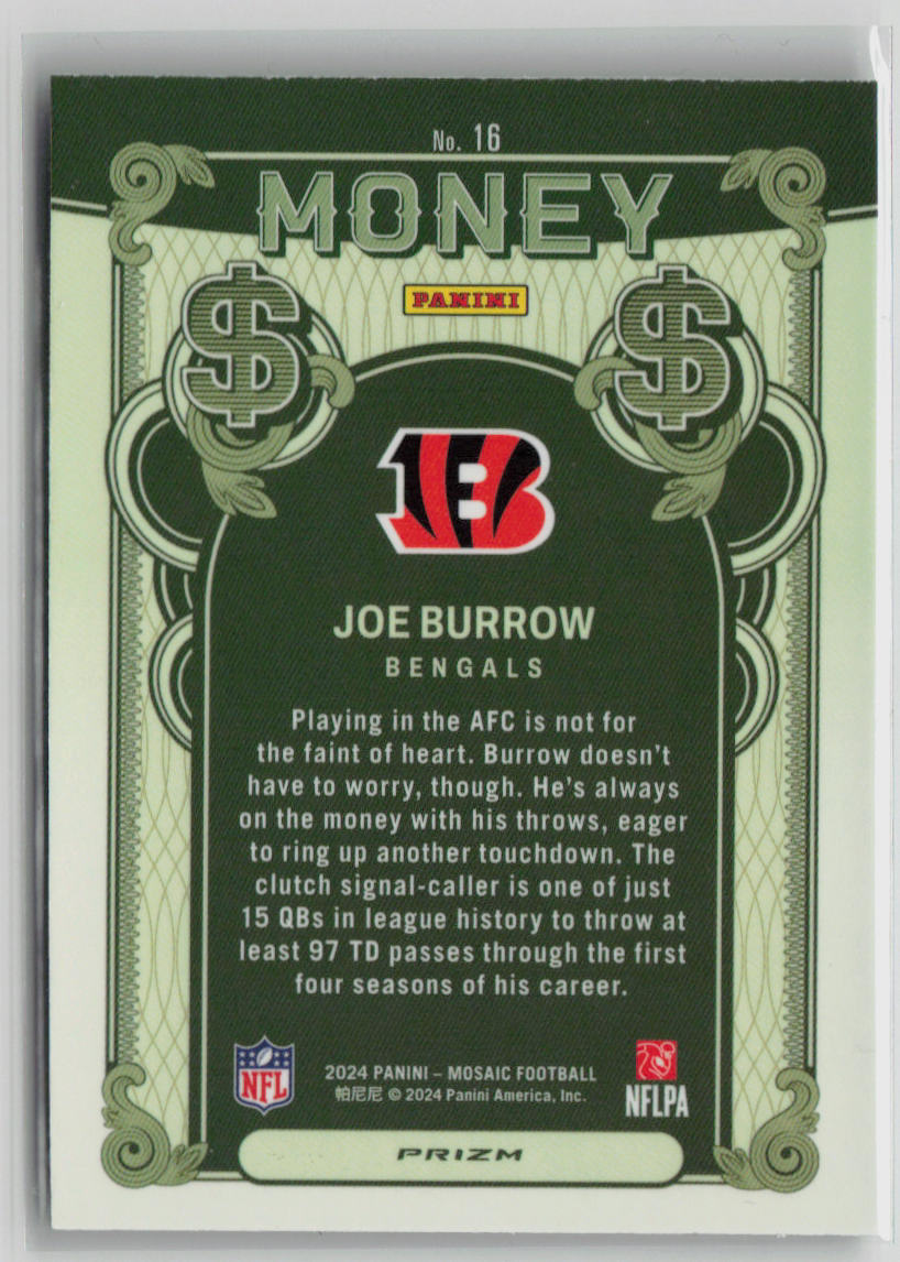 2024 Panini Mosaic Joe Burrow Money Case Hit #16