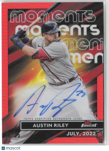 2023 Topps Finest Austin Riley Moments Orange Auto 25/25 #FMA-AR Autographed