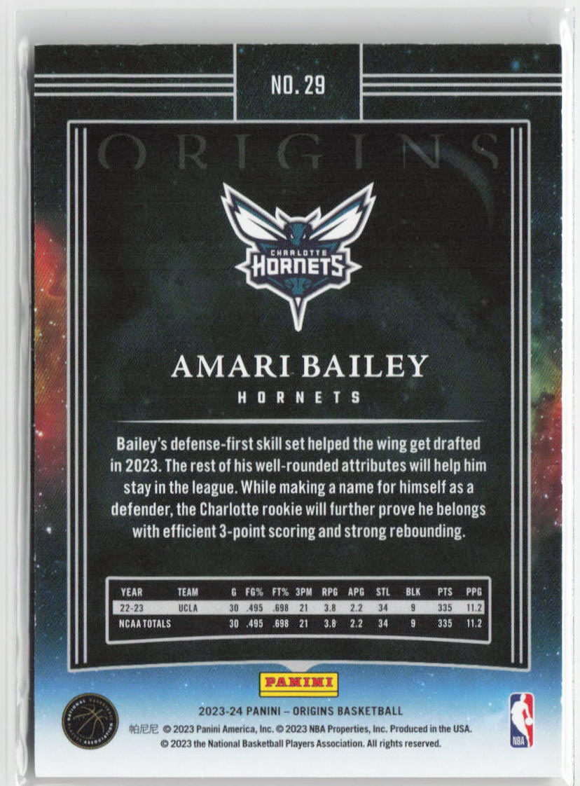 2023 Panini Origins Amari Bailey Gold Rookie RC 01/10 #29