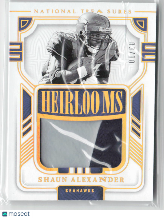 2022 Panini National Treasures Shaun Alexander Heirlooms Patch #3/10 #No. 10