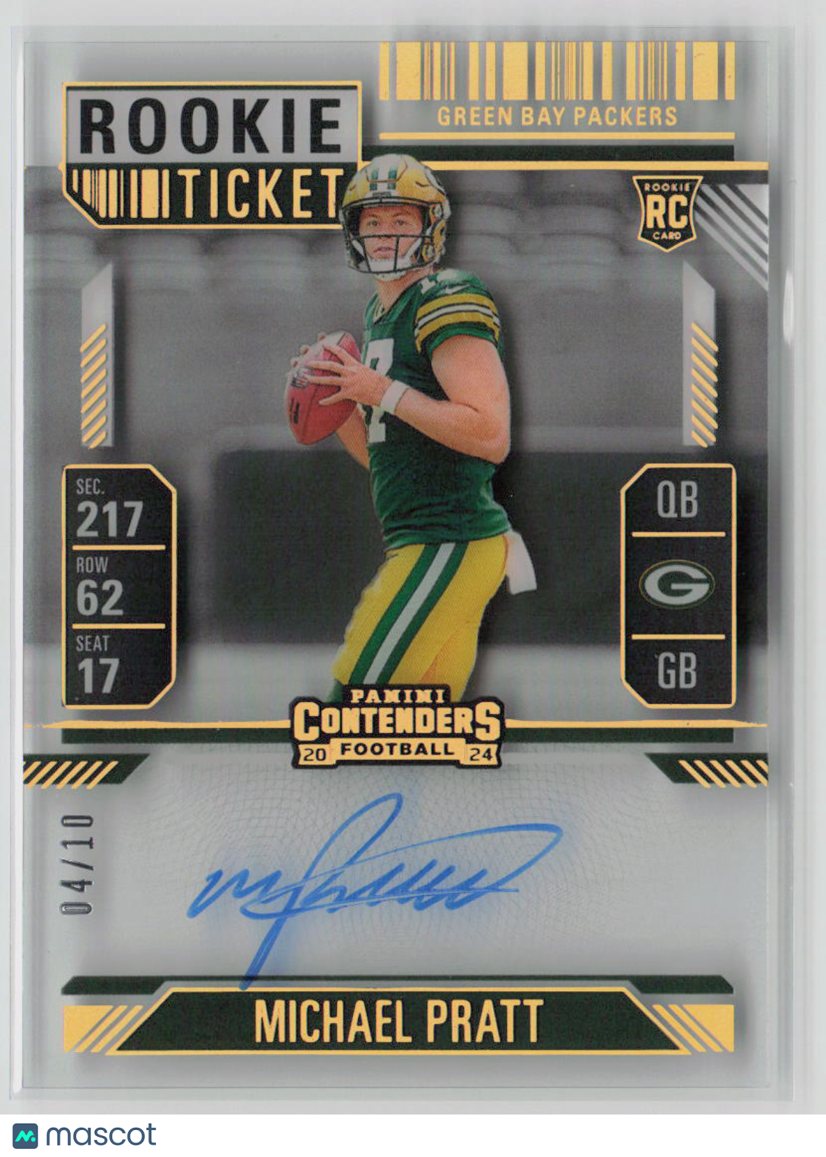 2025 Panini Contenders Rookie Ticket Michael Pratt Rookie Auto Clear 04/10 #128