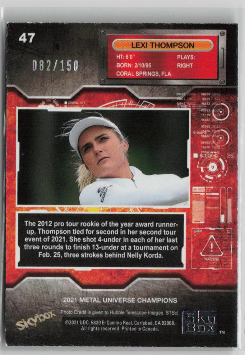 2021 Metal Universe Champions Lexi Thompson Precious Metal Gems 082/150 #47
