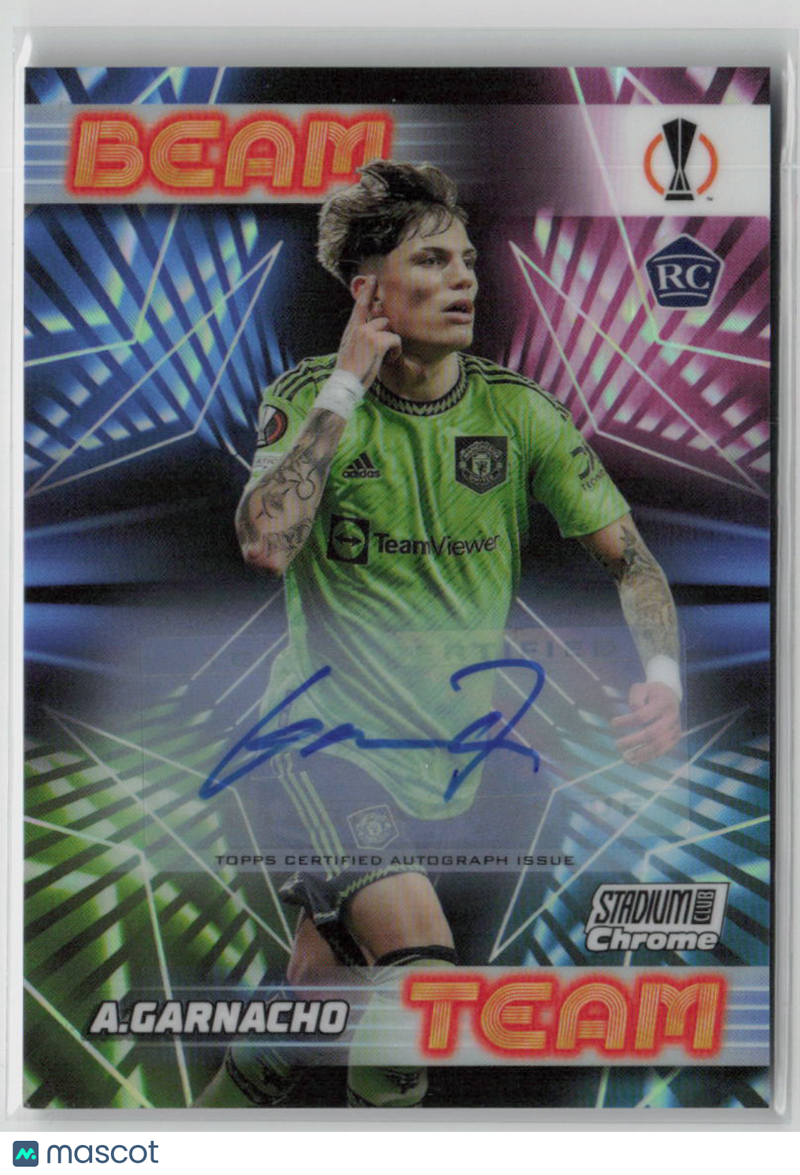 2022 Topps Stadium Club Chrome Alejandro Garnacho Beam Team Auto Rookie #BT-AG