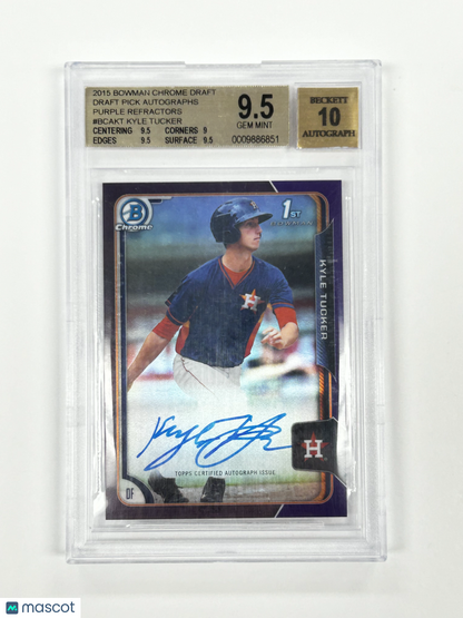 2015 Bowman Chrome Draft Kyle Tucker Purple Refractor Auto 230/250 BCAKT BGS 9.5