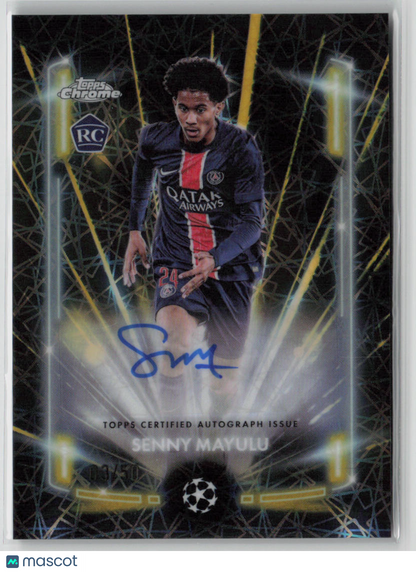 2025 Topps Chrome Gold Black Lazer Senny Mayulu 03/50 Autograph RC #BLA-SM