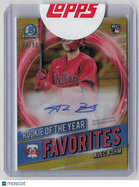 2021 Bowman Chrome Rookie of the Year Alec Bohm 01/50 Gold Autograph RC #ROYF-AB