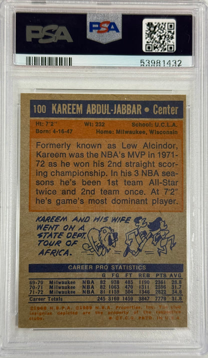 1972 Topps Kareem Abdul-Jabbar #100 PSA 7