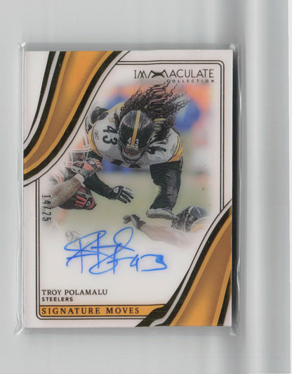 2023 Immaculate Collection Troy Polamalu 14/25 Signature Moves Auto #SM-TPO