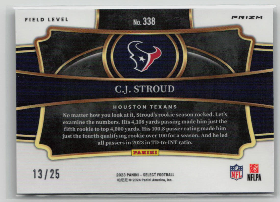 2023 Panini Select C.J. Stroud 13/25 Tie-Dye Field Level Rookie #338