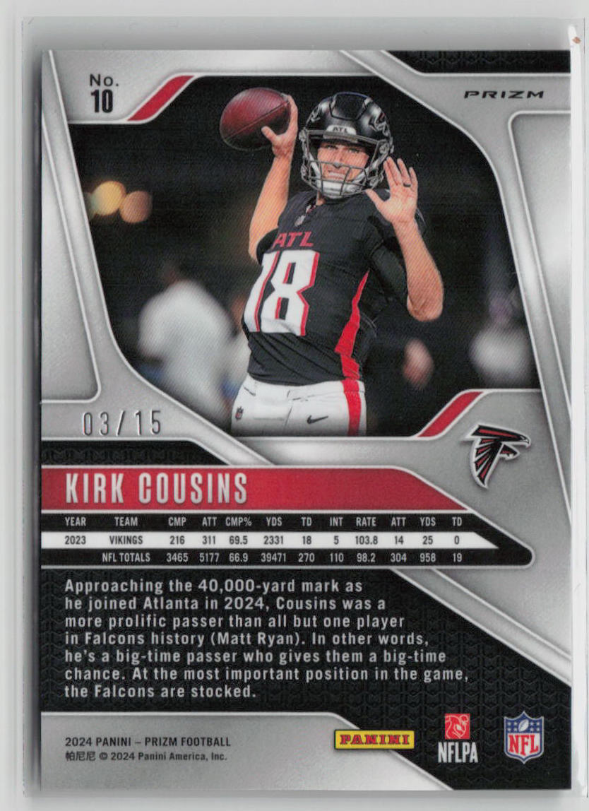 2024 Panini Prizm Football Kirk Cousins 03/15 Cherry Blossom #10