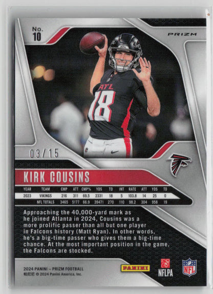 2024 Panini Prizm Football Kirk Cousins 03/15 Cherry Blossom #10