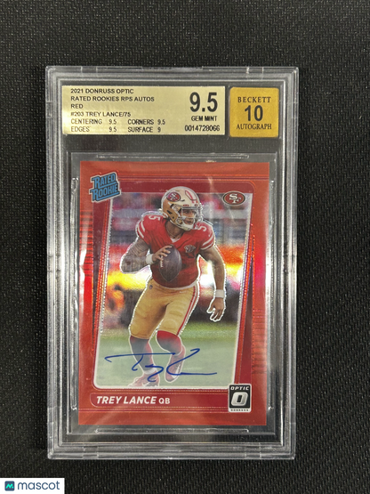 2021 Donruss Optic Rated Rookies Auto Red Trey Lance /75 #203 BGS 9.5