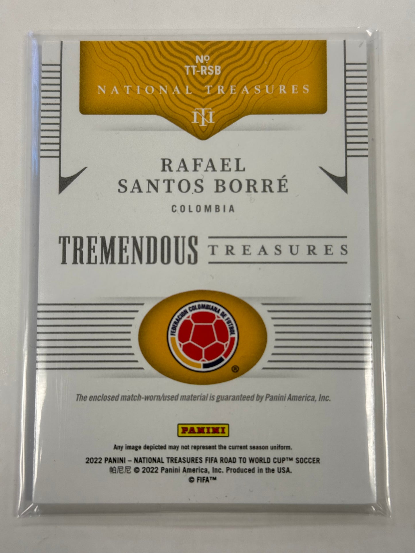 2022 Panini National Treasures Rafael Santos Borré Match-worn material 5/5 #18