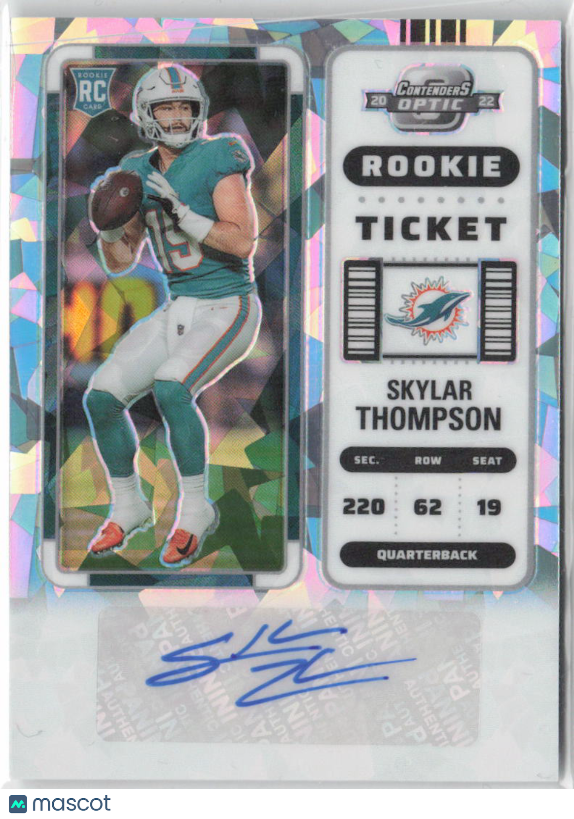 2022 Panini Contenders Optic Skylar Thompson RC Auto Cracked Ice /22 #196