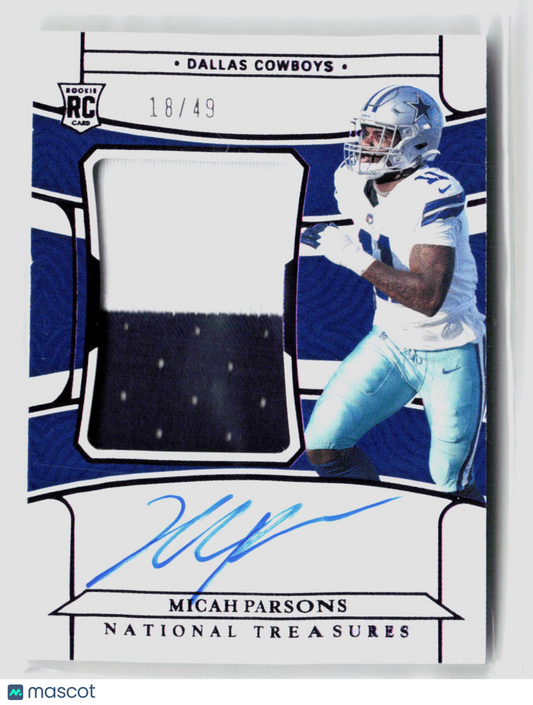 2021 Panini National Treasures Micah Parsons Rookie Patch Auto 18/49 #198