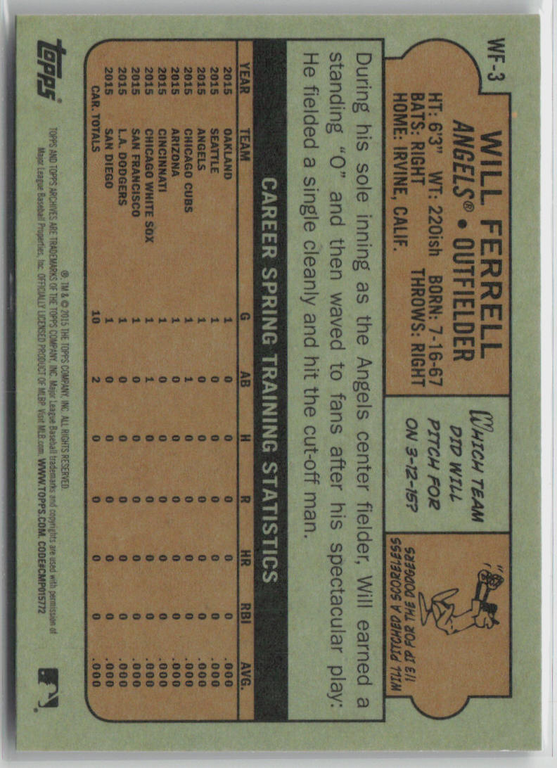 2015 Topps Will Ferrell #WF-3