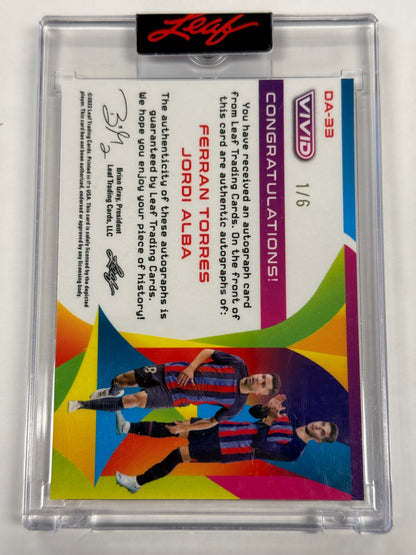 2022 Leaf Vivid Jordi Alba Ferran Torres Auto 1/6 #DA-33