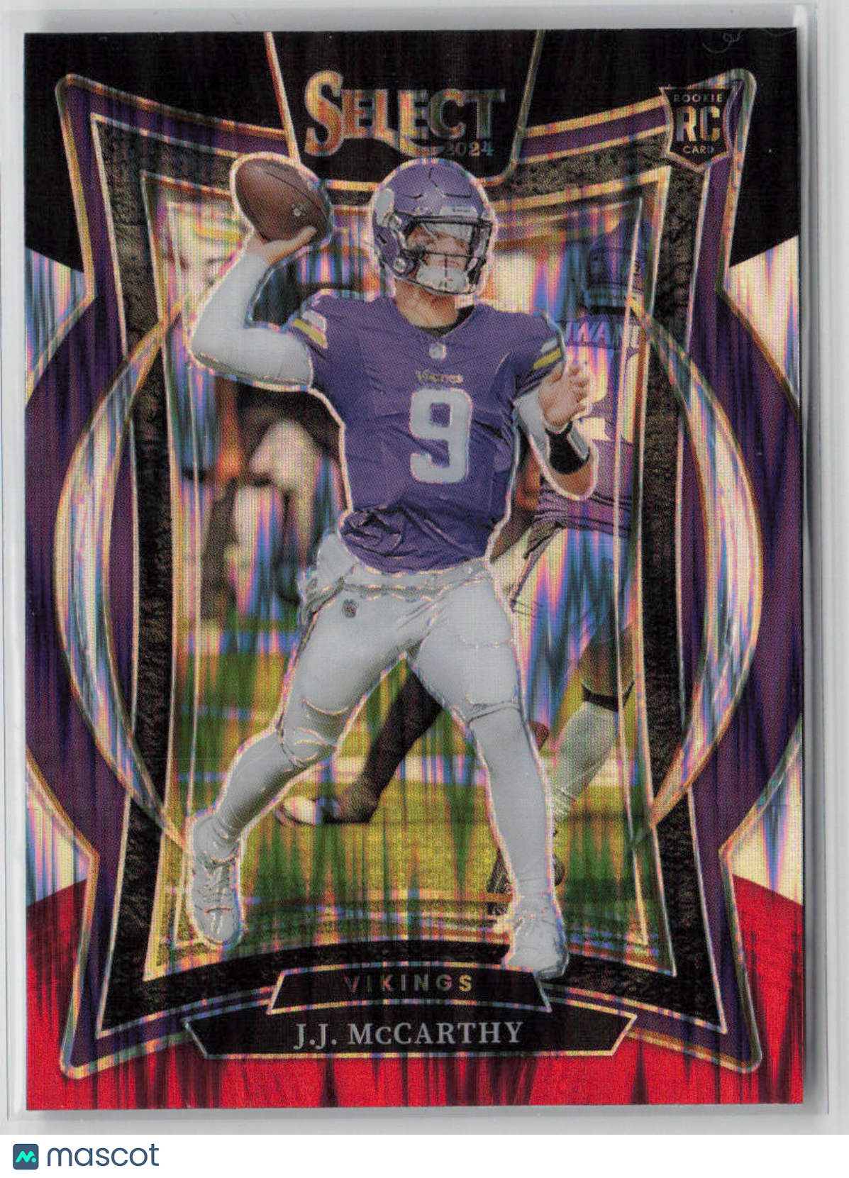 2025 Panini Select Prizm Concourse J.J. McCarthy Rookie Red Black Flash #24