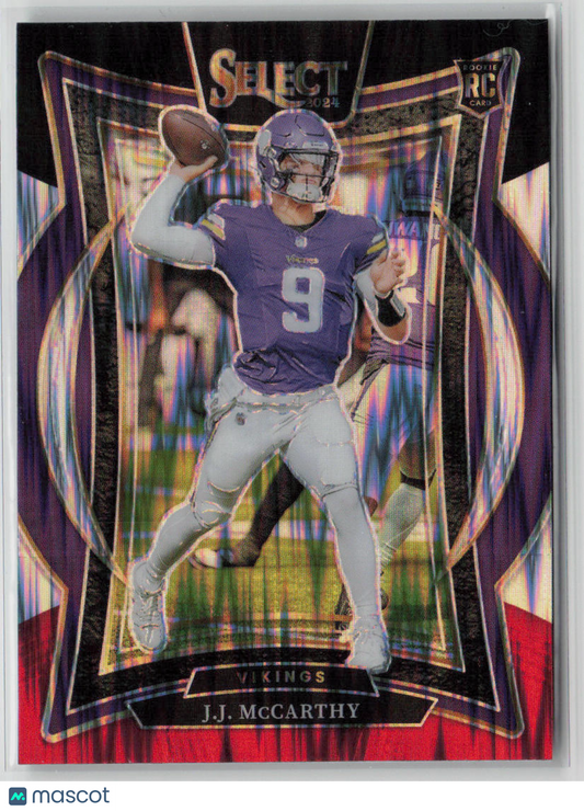 2025 Panini Select Prizm Concourse J.J. McCarthy Rookie Red Black Flash #24