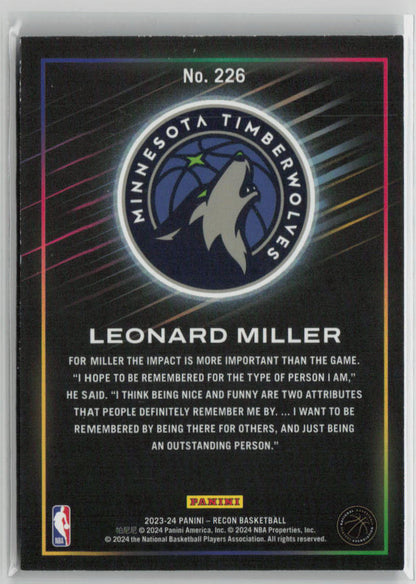 2023 Panini Recon Leonard Miller 3/3 Blue Swirls FOTL #226