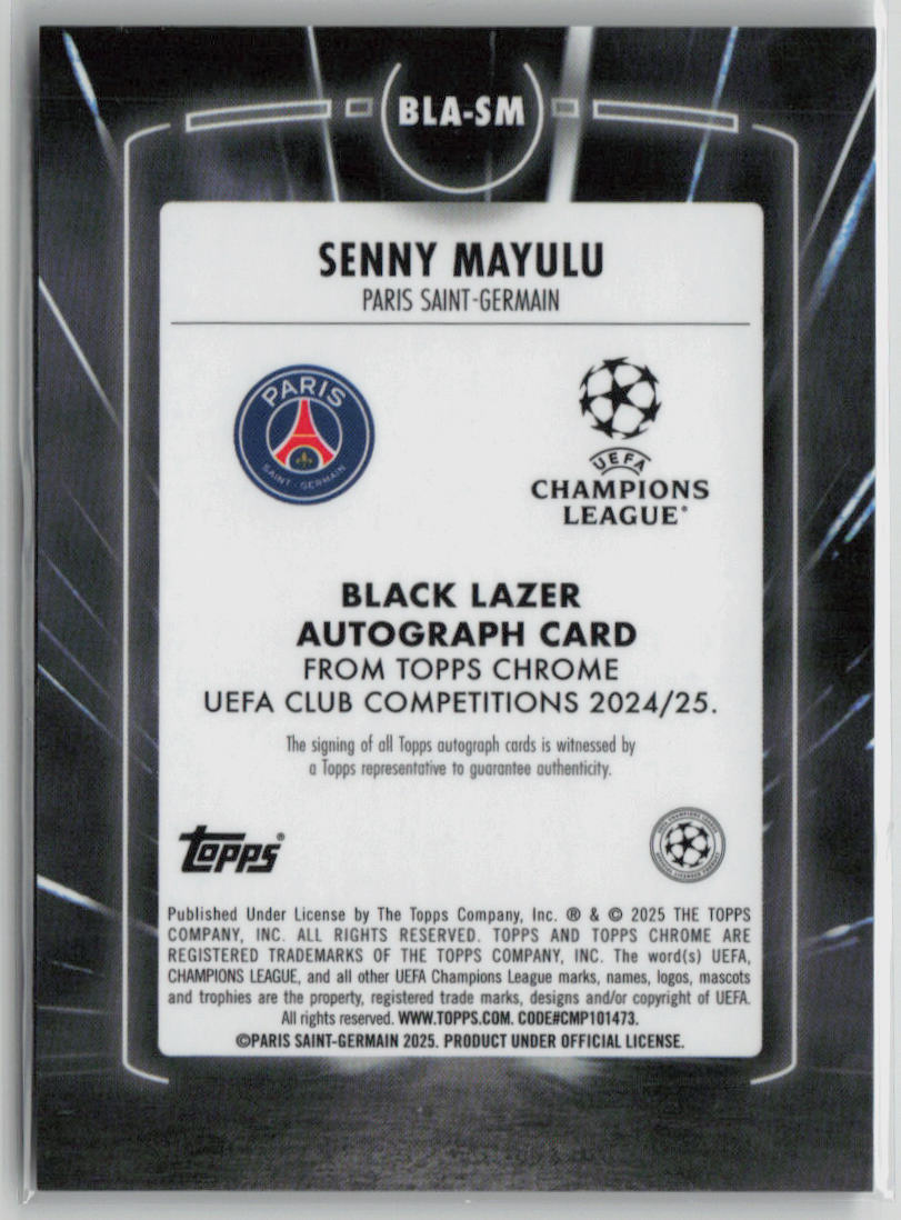 2025 Topps Chrome Gold Black Lazer Senny Mayulu 03/50 Autograph RC #BLA-SM