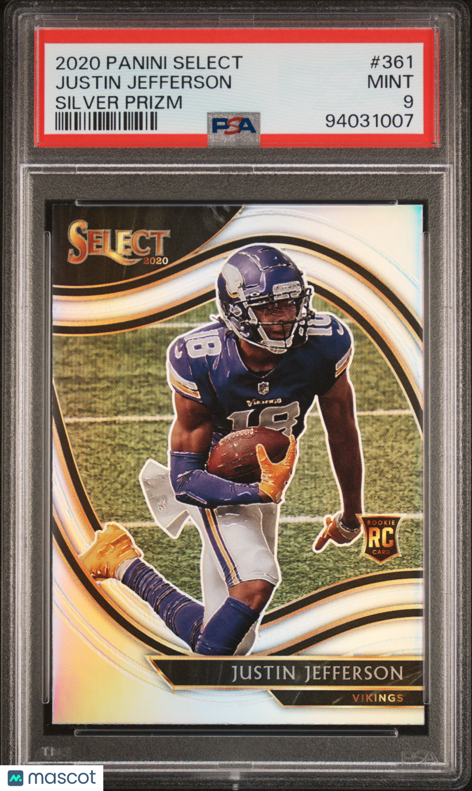 2020 Panini Select Justin Jefferson Silver Field Level Prizm #361 PSA 9