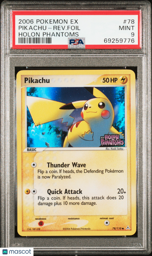 2006 Pokemon TCG Pikachu Rev. Foil EX Holon Phantoms 78/110 PSA 9