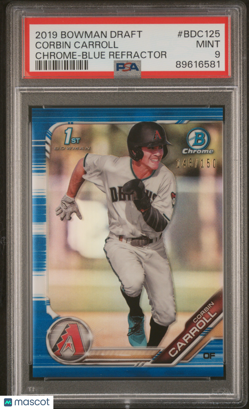 2019 Bowman Draft Corbin Carroll Chrome Blue /150 Refractor #BDC125 PSA 9