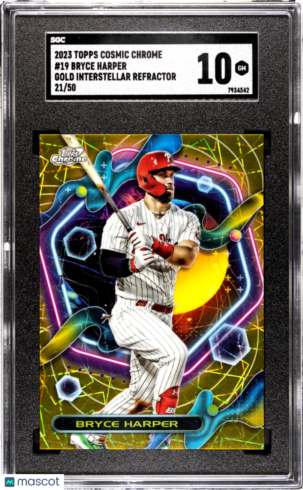 2023 Topps Cosmic Bryce Harper Gold /50 Refractor #19 SGC 10