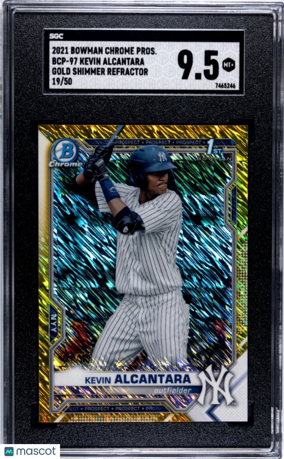 2021 Bowman Chrome Kevin Alcantara Gold Shimmer Refractor /50 #BCP-97 SGC 9.5