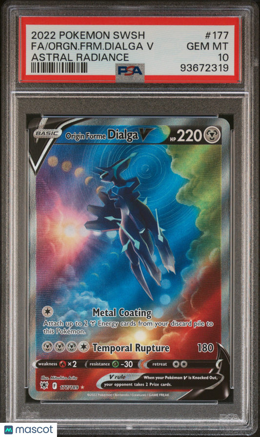 2022 Pokemon TCG Origin Forme Dialga V FA SWSH Astral Radiance 177/189 PSA 10