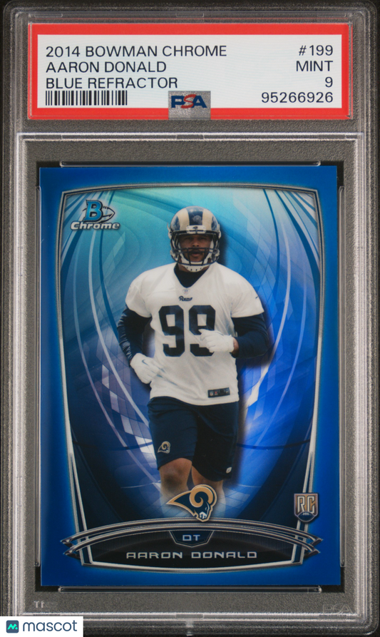 2014 Bowman Chrome Aaron Donald Blue Refractor 085/199 #199 PSA 9