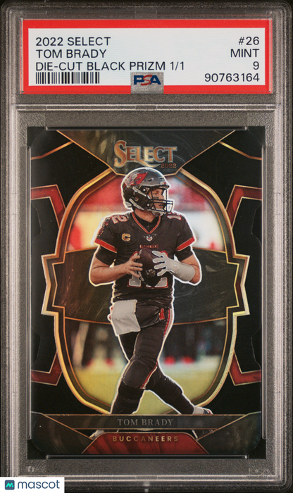 2022 Panini Select Tom Brady Die Cut Black Prizm 1/1 #26 PSA 9