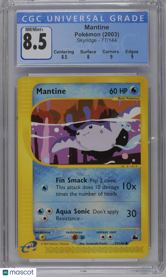 2003 Pokemon TCG Mantine Non-Holo Skyridge 77/144 CGC 8.5