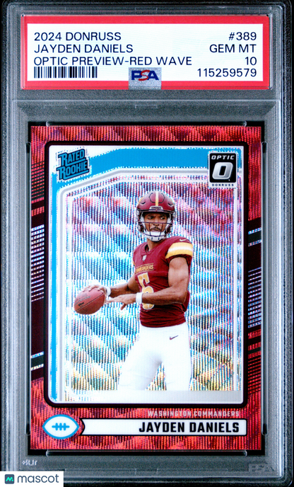 2024 Panini Donruss Jayden Daniels Optic Preview Red Wave #389 PSA 10