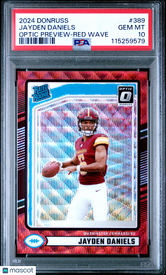 2024 Panini Donruss Jayden Daniels Optic Preview Red Wave #389 PSA 10