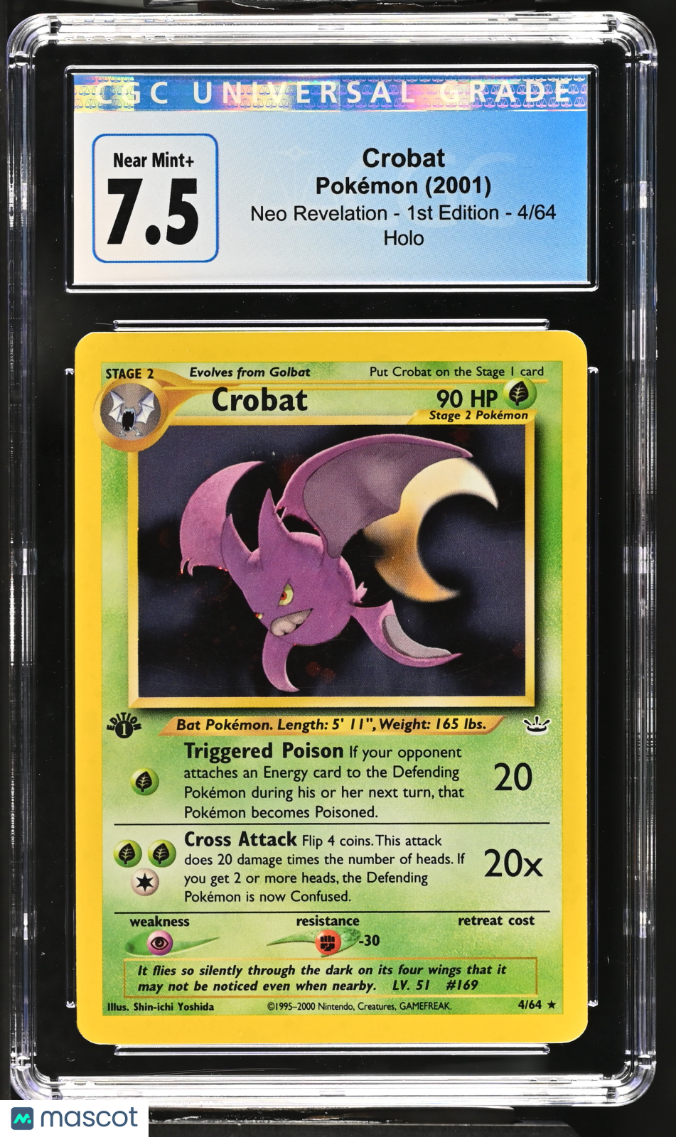 2001 Pokémon Crobat Holo Neo Revelation - 1st Edition #4/64 English CGC 7.5