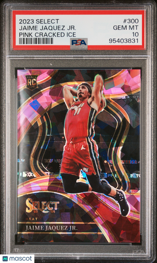 2023 Select Jaime Jaquez JR. Pink Cracked Ice Court Side RC /99 #300 PSA 10