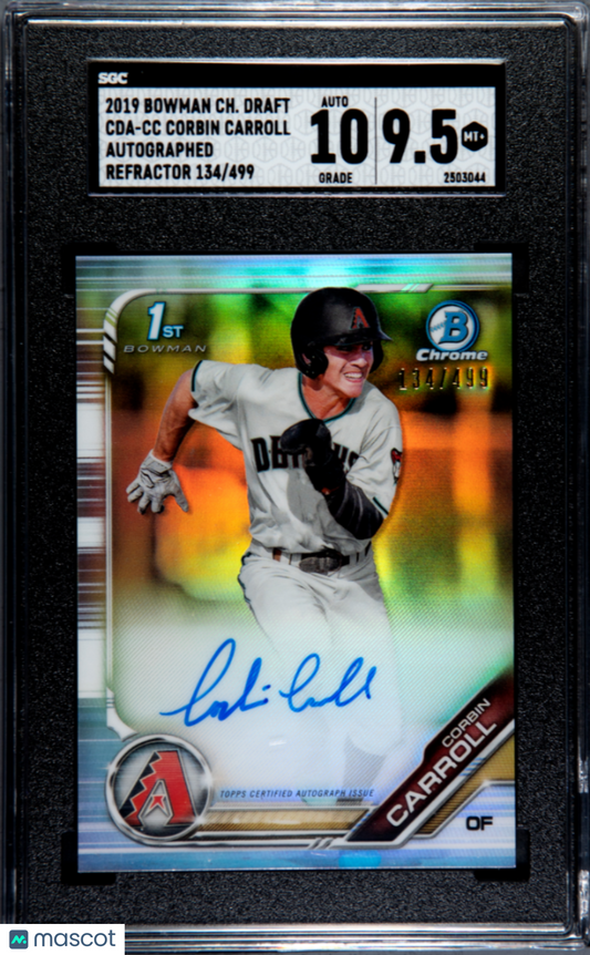 2019 Bowman Chrome Draft Corbin Carroll Autograph Refractor #CDA-CC SGC 9.5