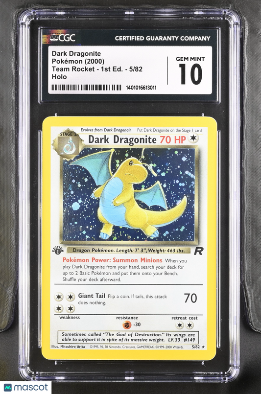 2000 Pokemon Dark Dragonite Holo 2000 Team Rocket 1st Edition 5/82 CGC 10 EN