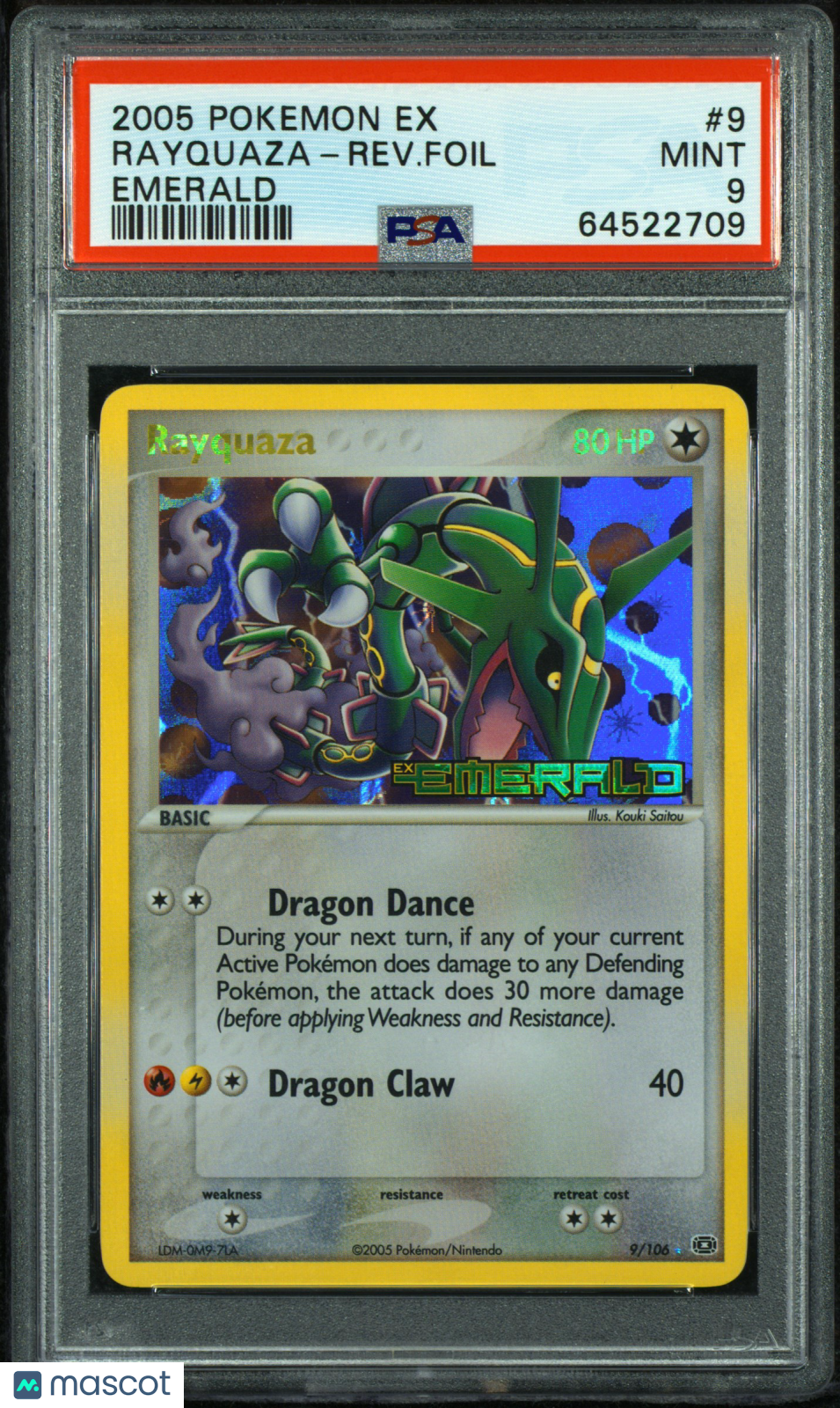 2005 Pokemon TCG Rayquaza Reverse Foil EX Emerald 9/106 PSA 9 POP 30 Rare