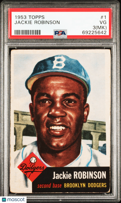 1953 Topps Jackie Robinson #1 PSA 3 (MK) - On Back