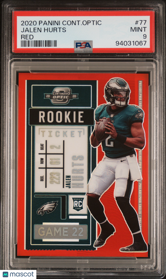 2020 Panini Contenders Optic Jalen Hurts Rookie Red 068/125 #77 PSA 9